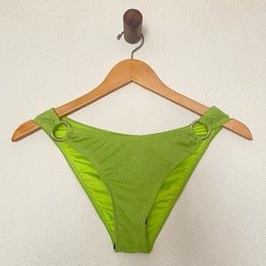 NWT Kendall & Kylie Ring-Trim Shimmer Bikini Bottom in Lime Green